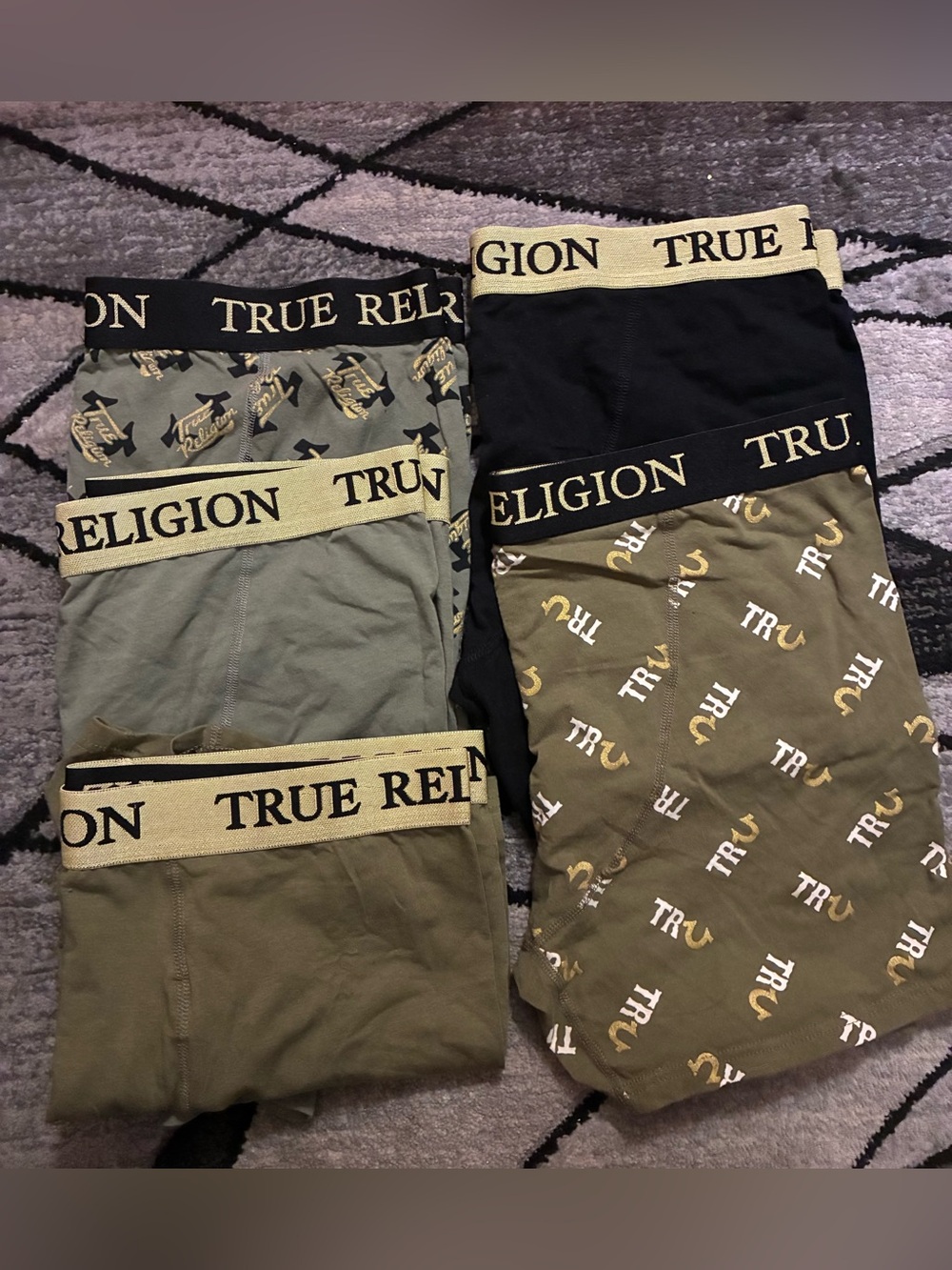 True Religion Men's Boxer Briefs Pack - Olive, Black, Khaki